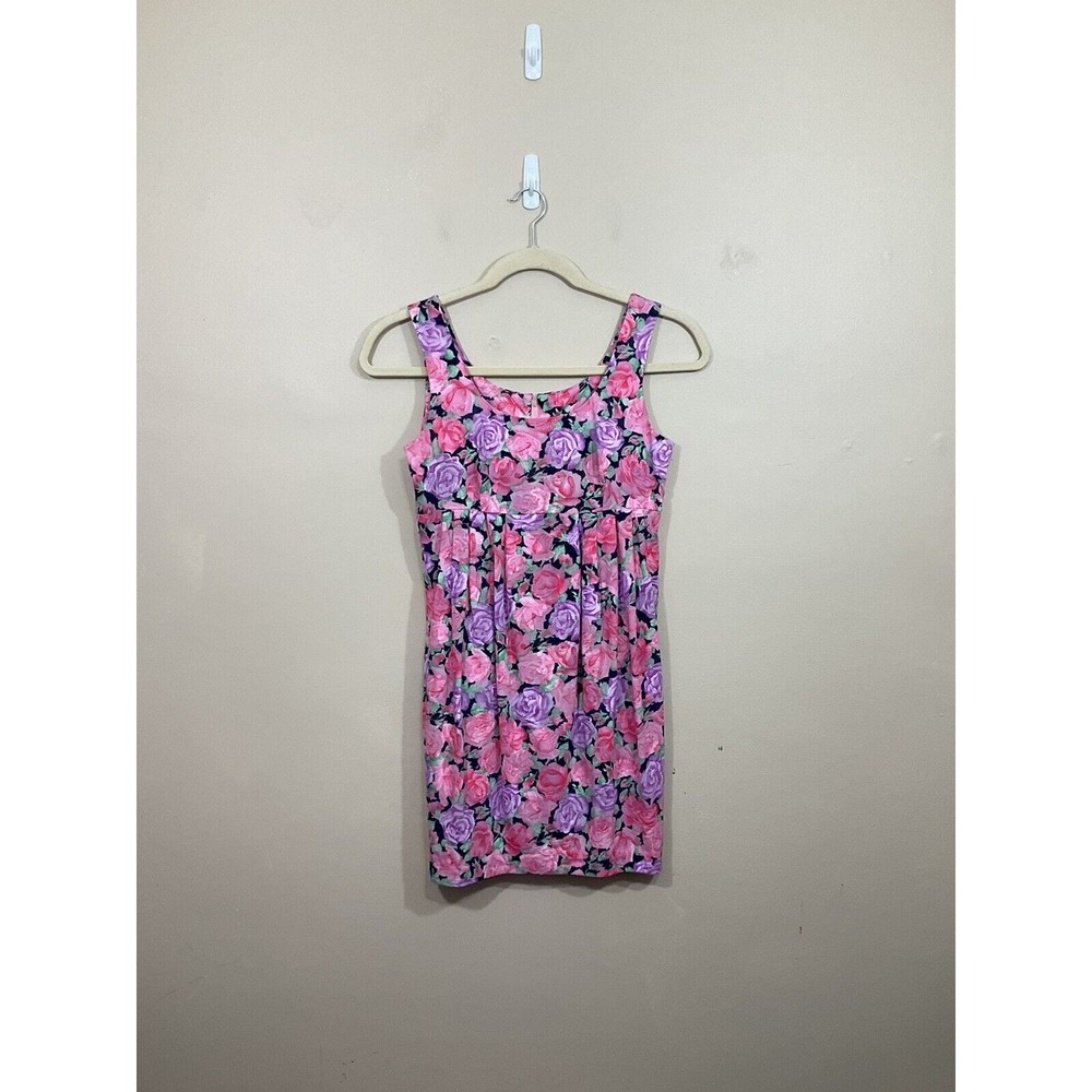 VTG Womens Floral Mini Dress S Pink Cottagecore Retro Handmade Party Barbiecore
